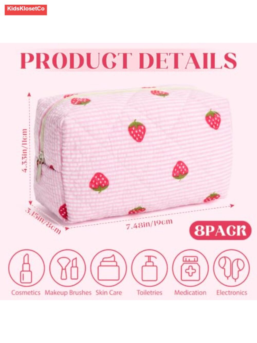 8-Piece Makeup Bag Set Polyester Cotton Travel Cosmetic Organizer for Women - Picture 2 of 5